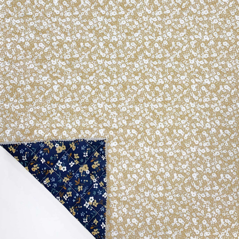 Printed Quilted Cotton ELONA / HILALI Navy / Caramel